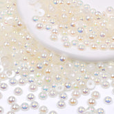 Ivory AB Resin Flat Back Pearls Multi Sizes WholesaleRhinestone